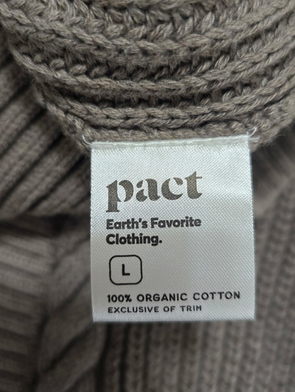 Pact Organic Cotton Cable Knit Crew Sweater Tan Women's Large Fishermen Coastal - Picture 8 of 9